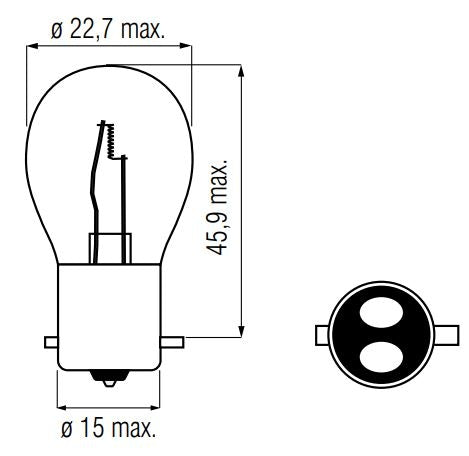 Bosma Lamp 12V-21 5W Bay15d Rød