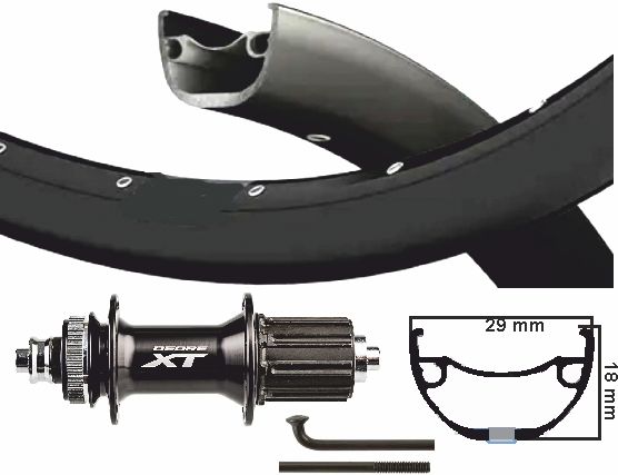 KGS Shimano XT Zadní kolo 28 29 palců (622) Černá 8-11 Speed ​​CenterLock QR výpadky