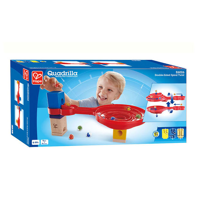 Hape quadrilla double-sided spiral twist knikkerbaan. 9dlg.