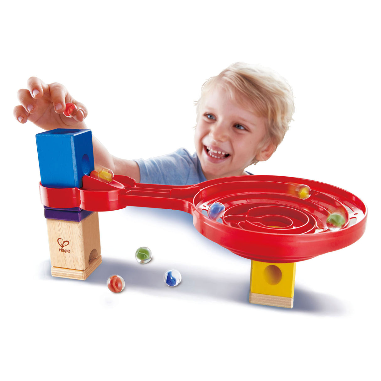 Hape quadrilla double-sided spiral twist knikkerbaan. 9dlg.