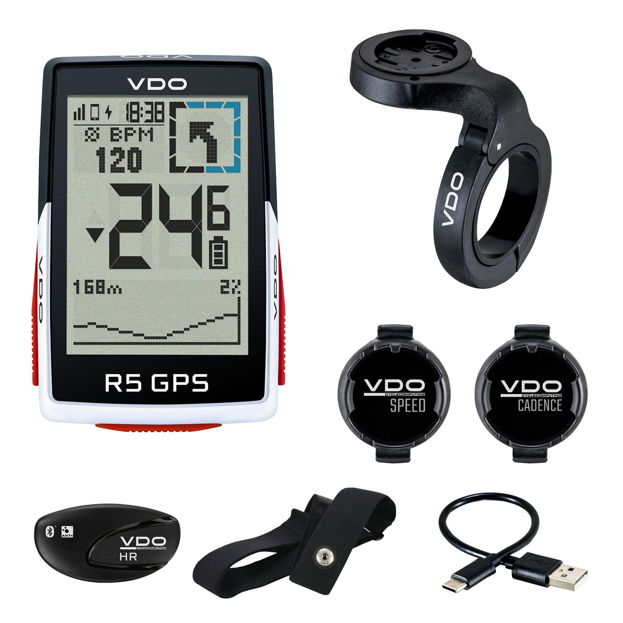 VDO kolesarski računalnik R5 GPS Set CAD hitrost