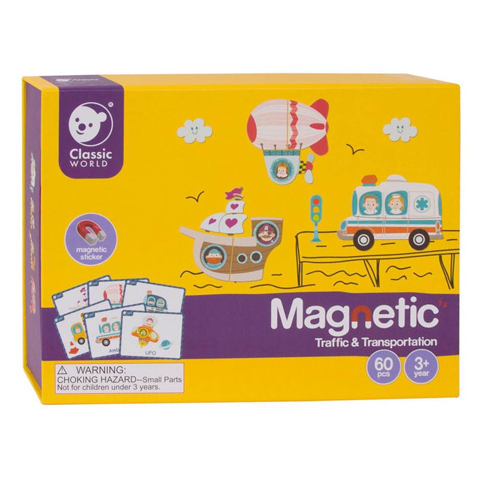 Classic World World World Puzzle Box Magnéit Traffic