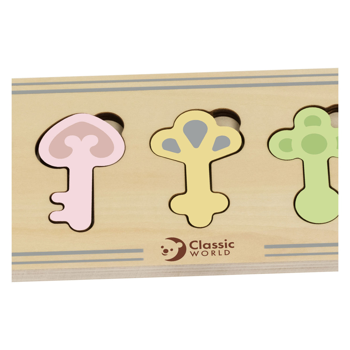 Classic World Wooden Castle keys and locks match game, 13dlg.