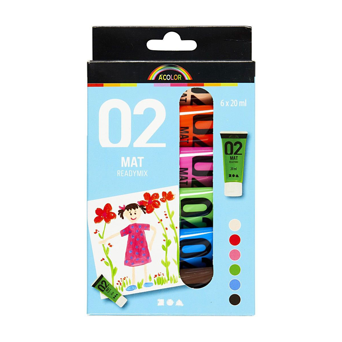 Akrilna barva različnih barv, 02 - Matt, 6x20ml