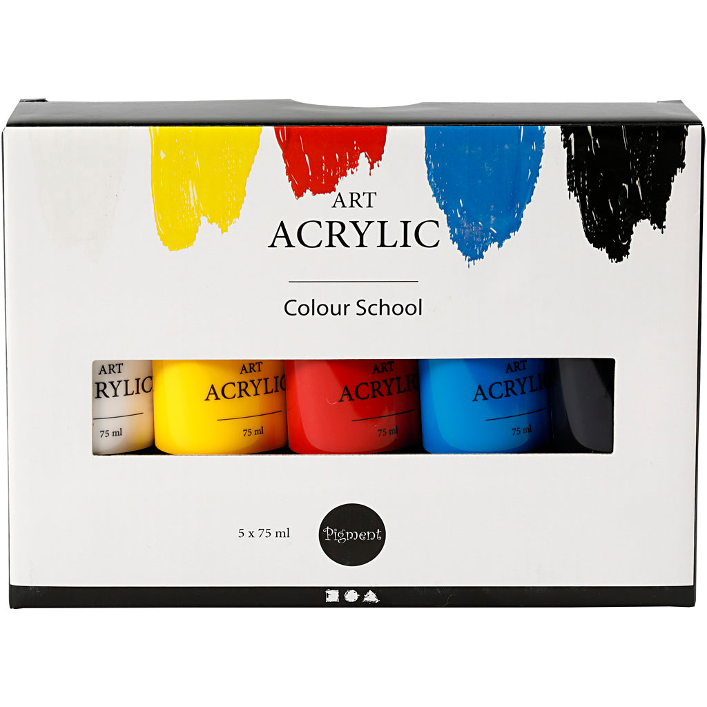 Creativ Company Pigment Art Acrylfarbe Primärfarben, 5x75ml