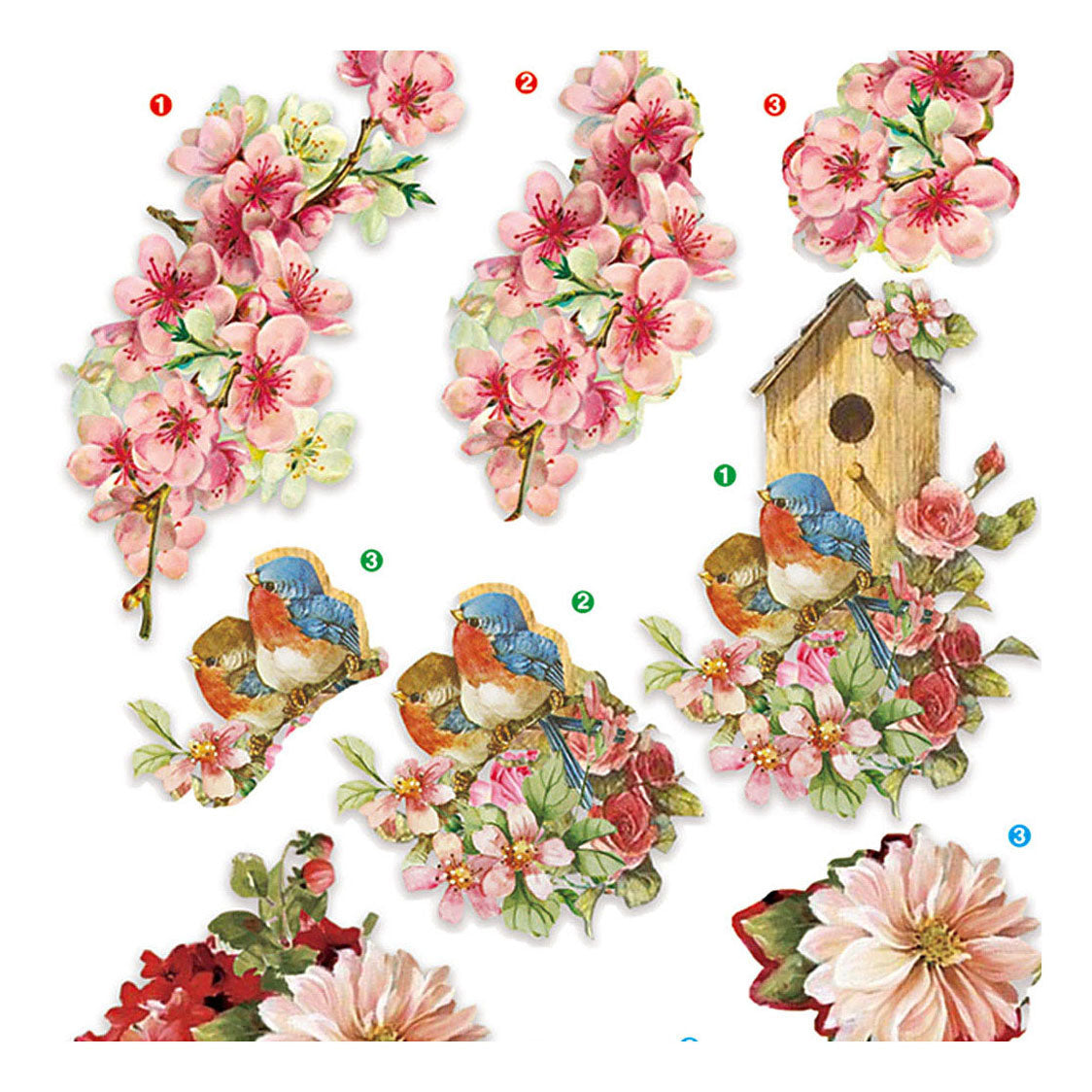 Creativ Company 3D sheets of flowers and birds, 4 sheets