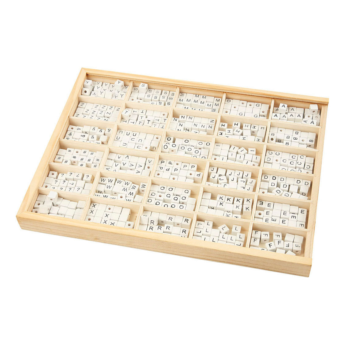 Creativ Company Holzbriefperlen Weiß A-Z, 750st.