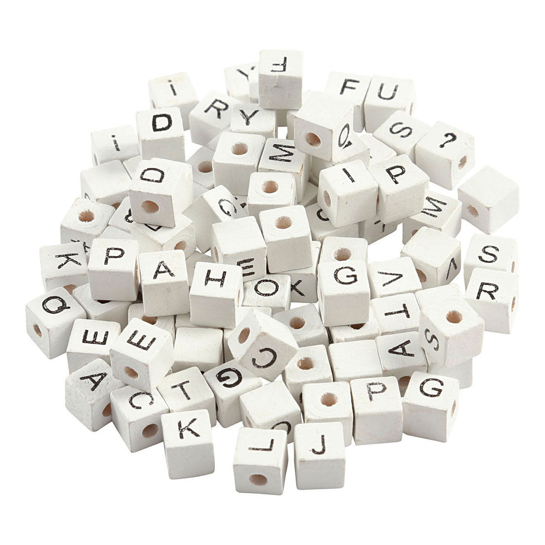 Creativ Company Holzbriefperlen Weiß A-Z, 750st.