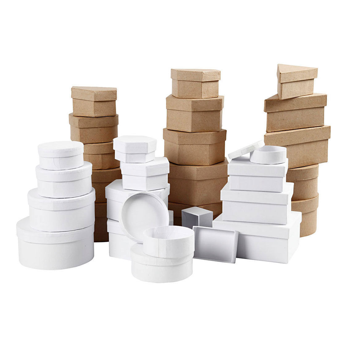 Creativ Company boxes Brown and White 6.5-18cm, 30th.