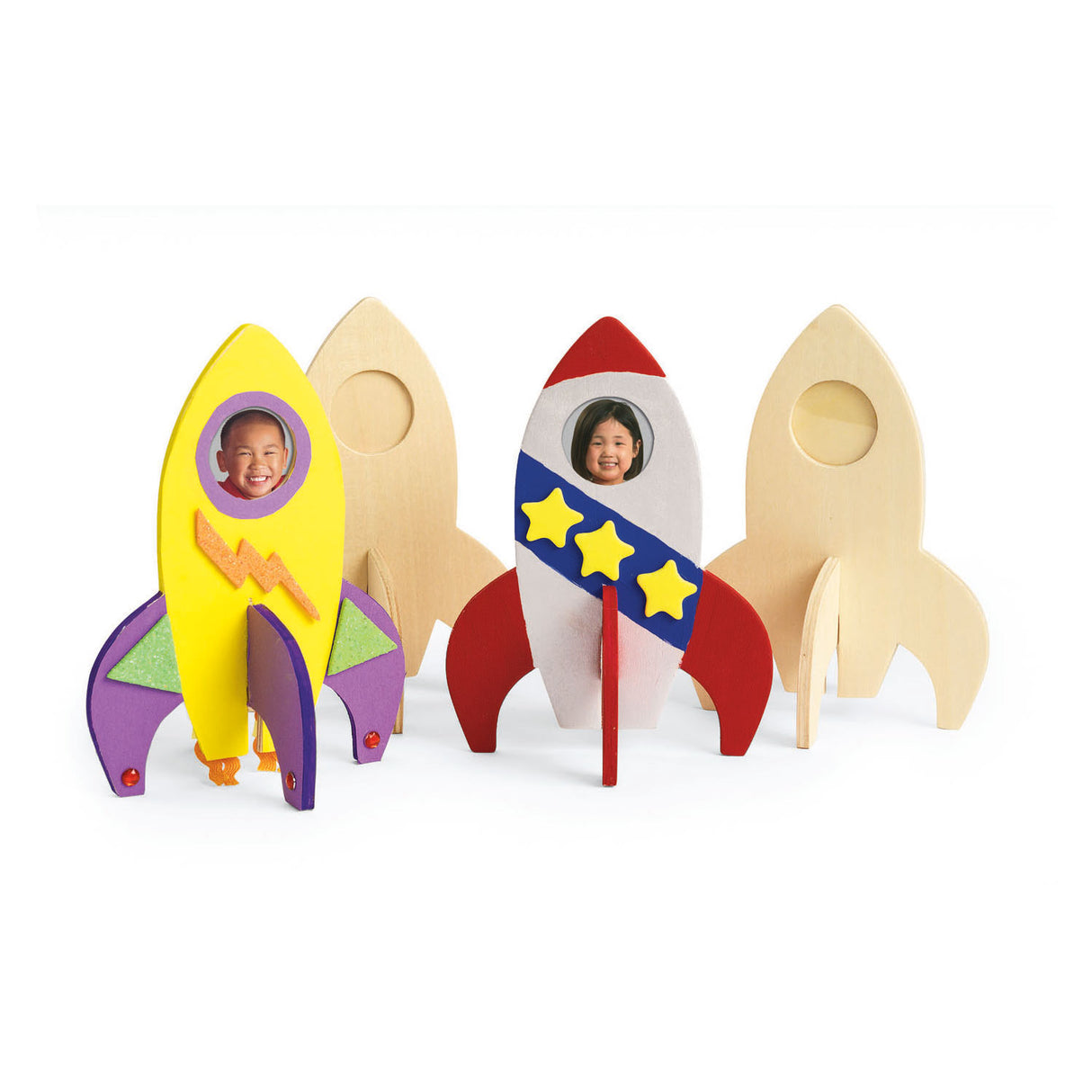 Colorations - Wooden photo frame rocket, set of 12