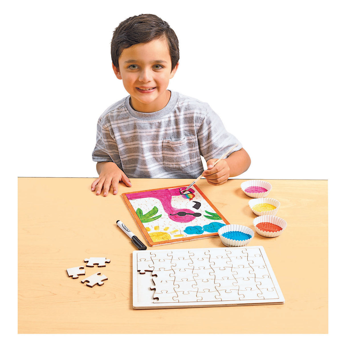 Machen Sie Ihr eigenes hölzernen Puzzle, 6st.