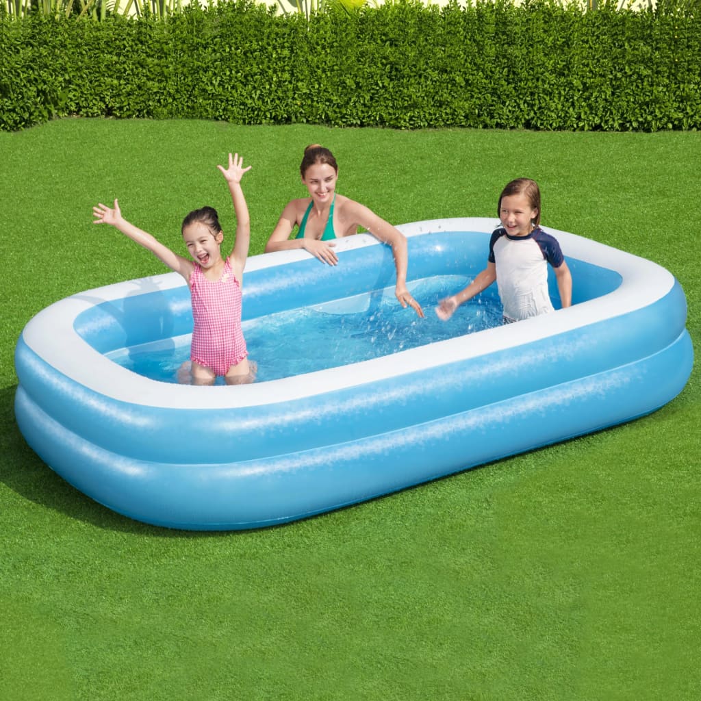 Bestway Family Swimming Pool Rectangular Uppblåsbar 262x175x51cm Blue White