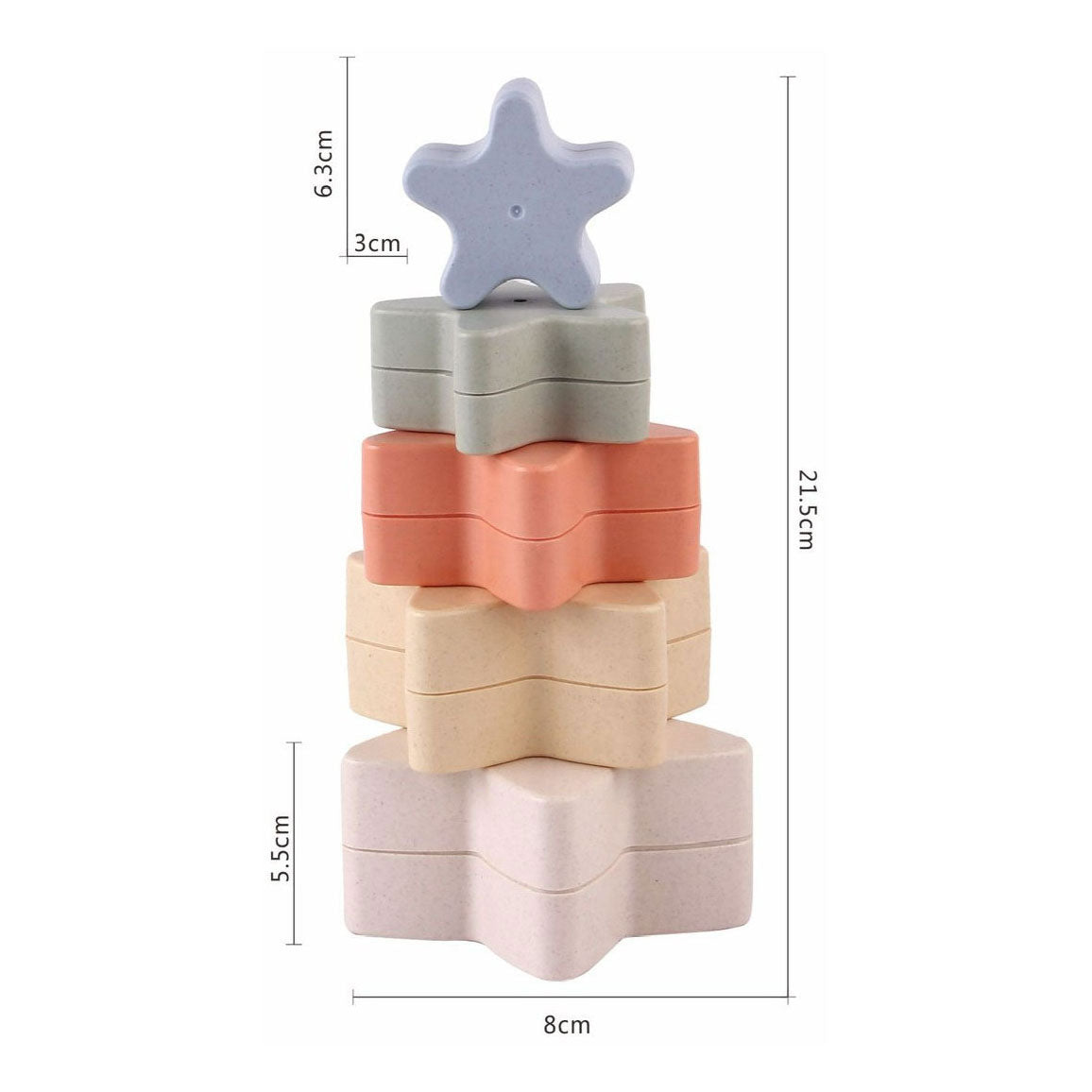 stacking stars pastel, 5st.