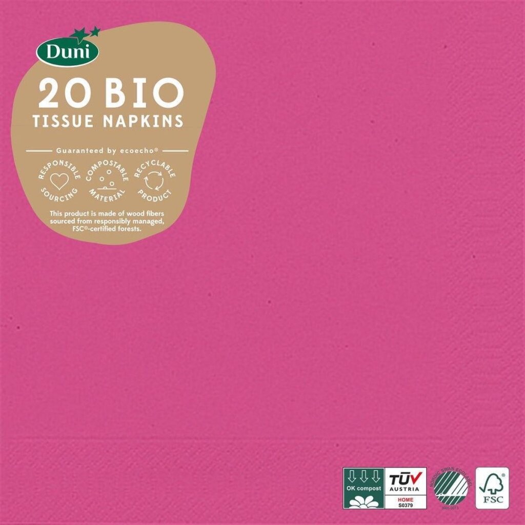 Duni Naquinías Bio 3 capas 33 x 33 cm Papel Fucsia 20 piezas