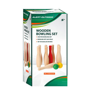 Alert alert outdoor wooden bowling set