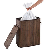 Homestyle pro rectangular bamboo laundry basket + text 52x32x63 cm brown white