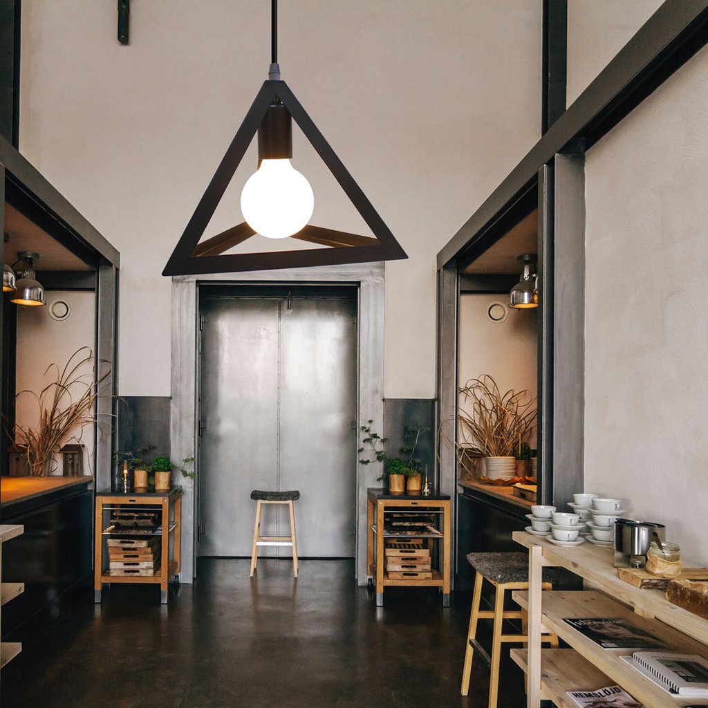 Homestyle Pro Mk007-B Industrial Pyramide Hanging Lamp 25x22 cm Black Metall