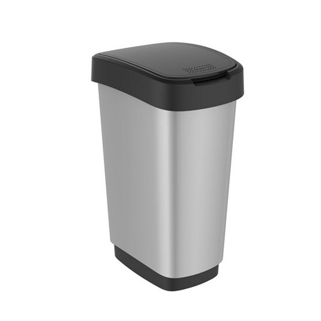 Rotho Twist Waste Bin 25L Silver Metallic
