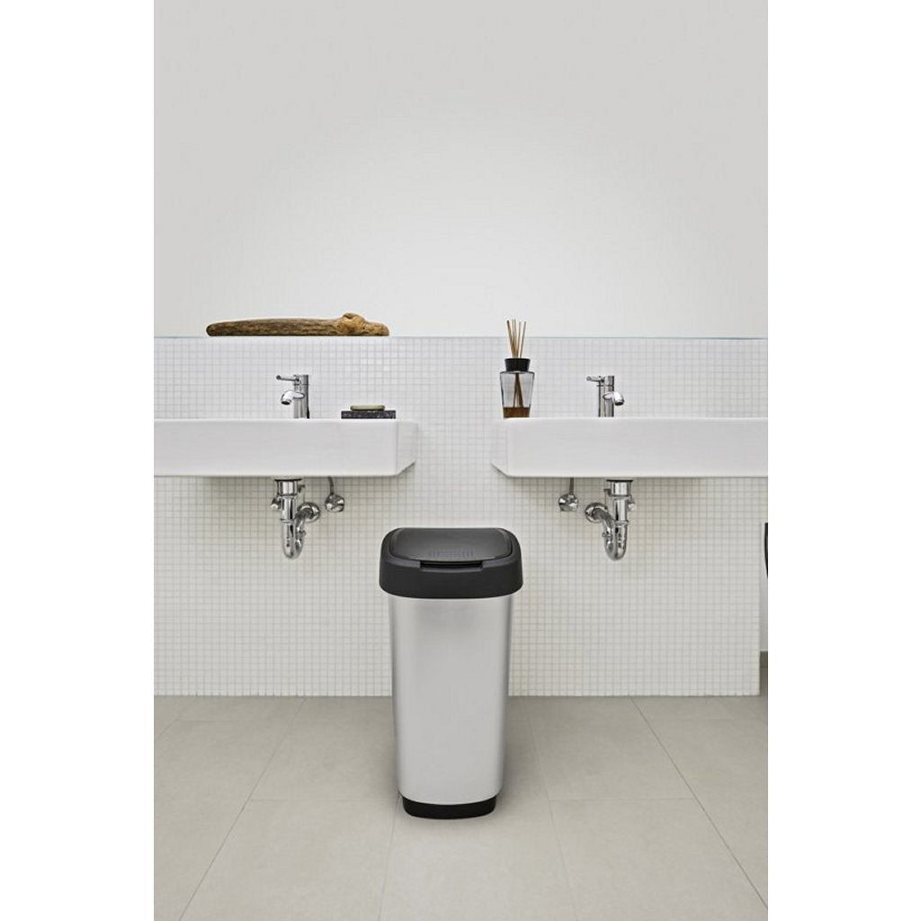 Rotho Twist Waste Bin 25L Silver Metallic