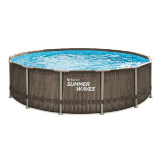 Summer Waves Swimming pool Elite Frame 427 x 107 cm Dark Double Rattan + Filter Pomp