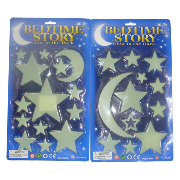 Glow in the dark set moon and stars
