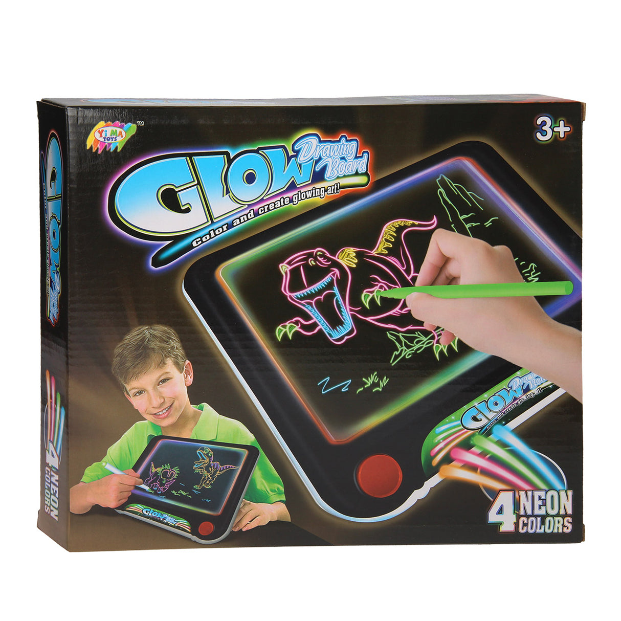 Glow in the dark drawing board with light