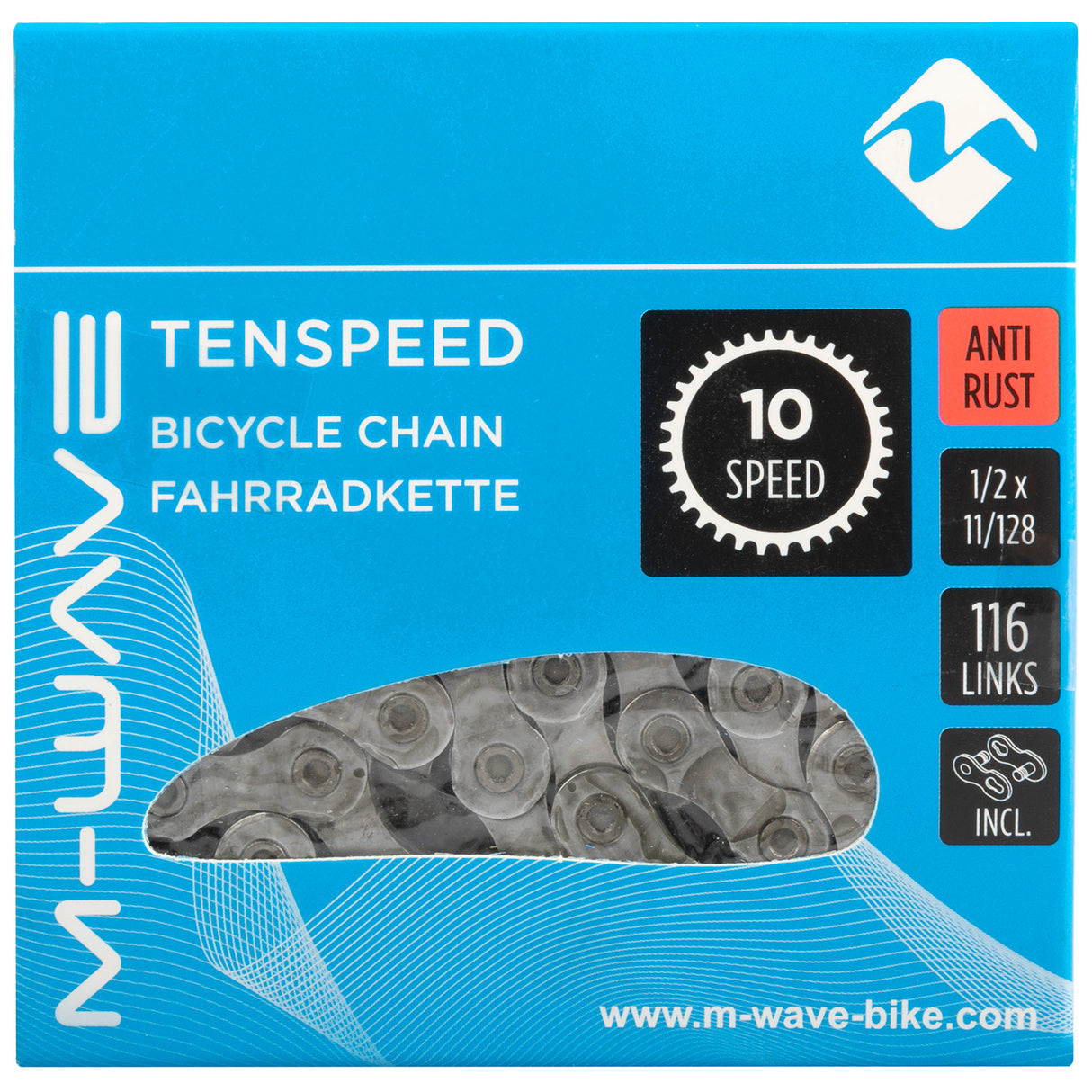 M-Wave (KMC) Collana a 10 velocità 11 128 116 Schakels Anti Roest in Box
