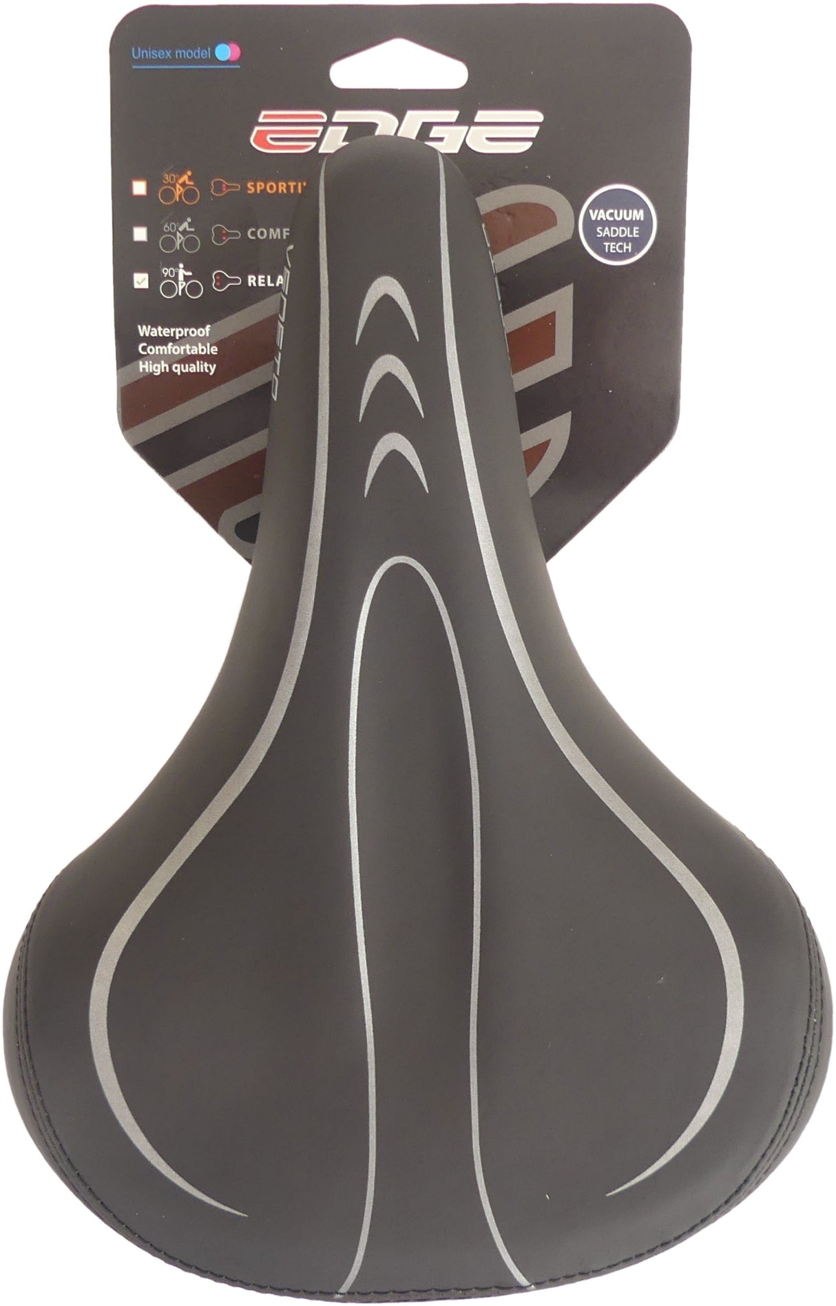 Edge Bicycle Saddle Veneto incl. Back bracket and rear light - Black