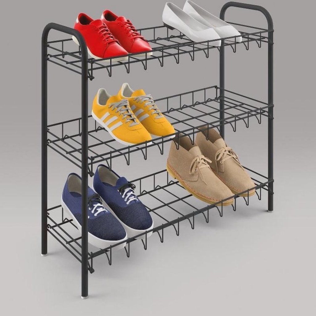 Metaltex sko sko rack 3 etager 64x23x59 cm sort