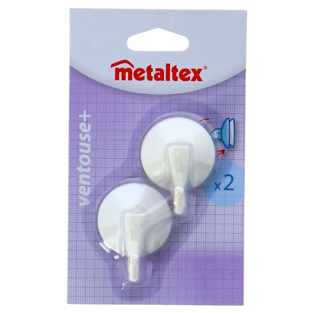 Metaltex haken met zuignap 2 stuks wit