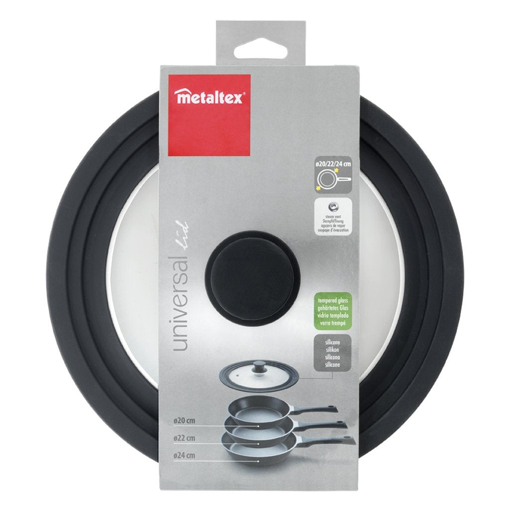 Metaltex pan tanca 20-24 cm glas silikone sort