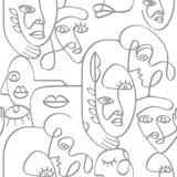 Noordwand noordwand wallpaper Freunde Kaffee Linie Kunstgesichter weiß und metallisch