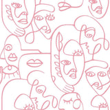 Noordwand Noordwand Wallpape Friends Line Coffee Art twarze białe i różowe