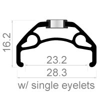 Rodi Rim Blackrock 23 28 29 622 x 23c hliník 32 díra 14g černá