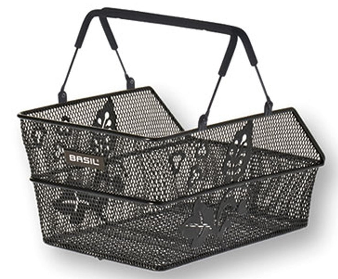 Basil Cento S Flower Multi - Bicycle basket - On the back - Small - Black