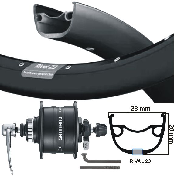 KGS forhjul 28 tommer (622) Rim Black Hub -Dynamo Centerlock QR Sort