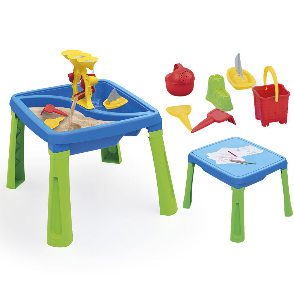 Dolu Dolu 3077 Mesa hídica de arena 3 en 1 con mesa de dibujo verde azulado