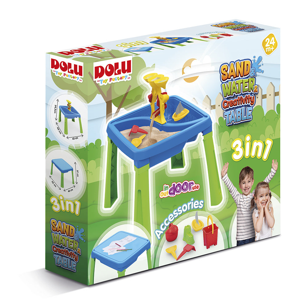 Dolu Dolu 3077 Mesa hídica de arena 3 en 1 con mesa de dibujo verde azulado