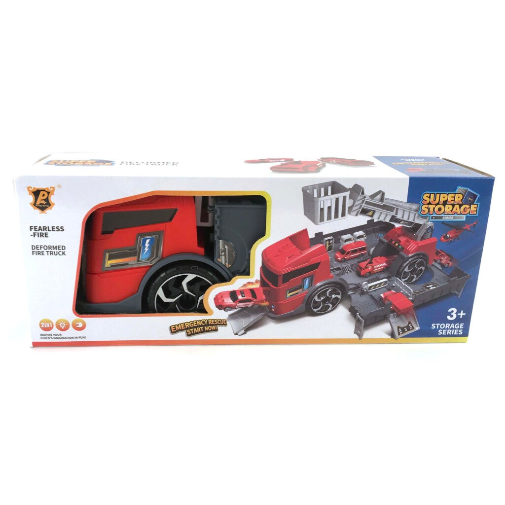 Garage di brigate dei vigili del fuoco di base nel set di giochi di camion + luce e suono