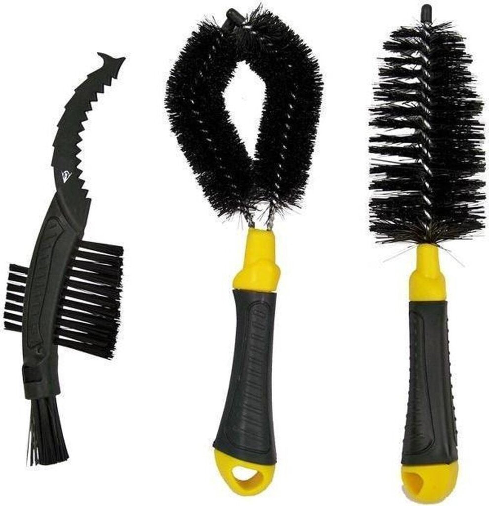 Dunlop bicycle brush set yellow black 3-piece