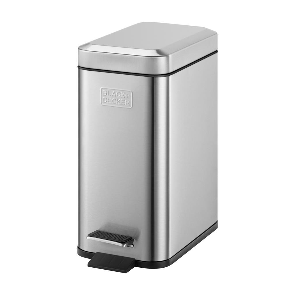Black Decker Pedal Bin 5L Rustfrit stål sort