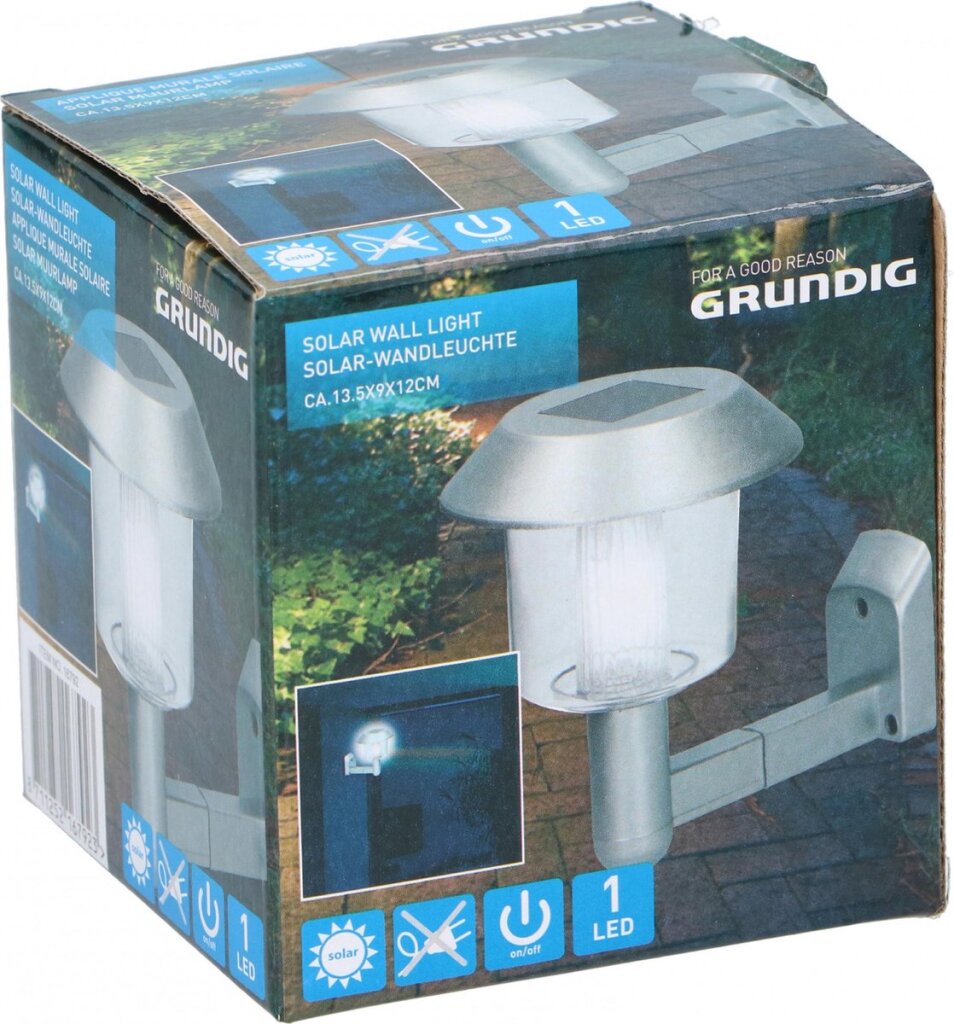 Grundig -Wandlampen -Solar -LED 14 x 9,5 x 12 cm Stahl Silber
