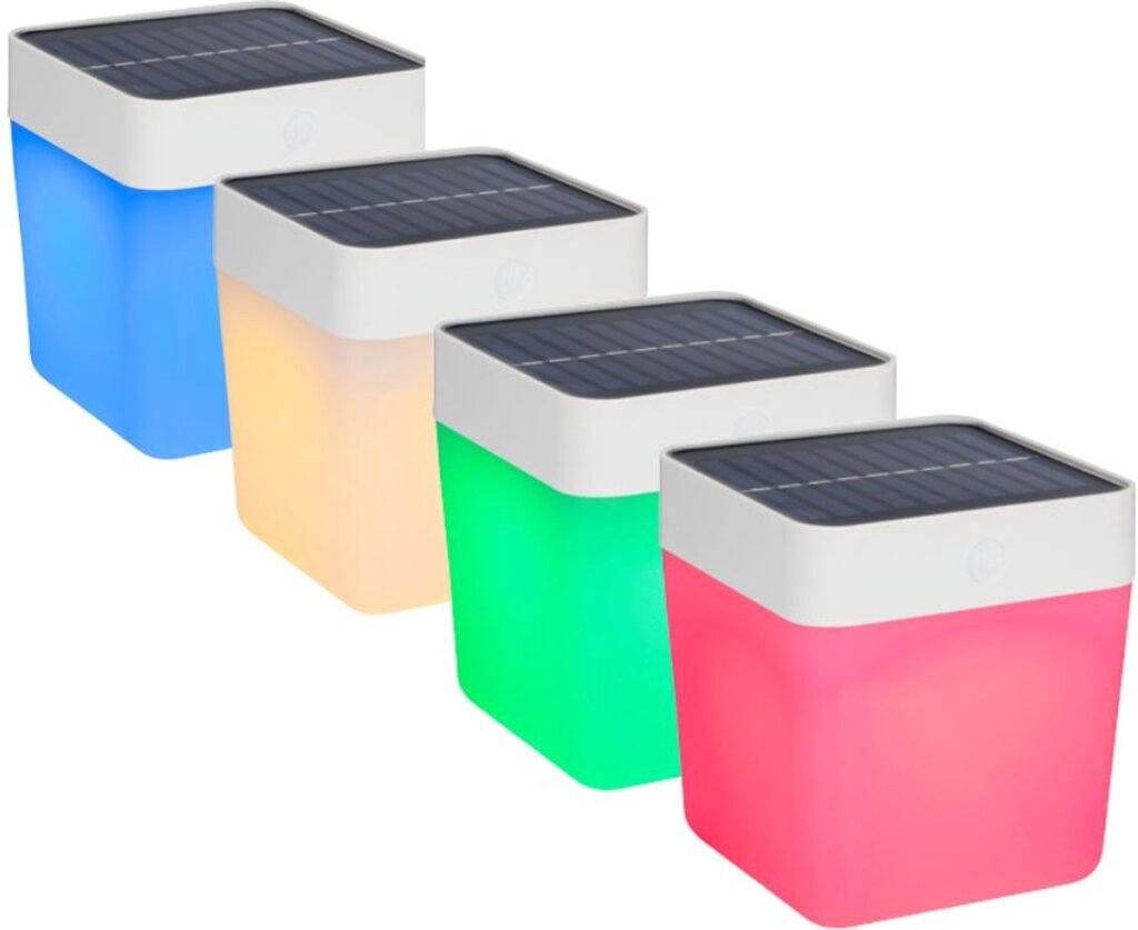 Grundig Solar Lamp Havebelysning på solenergi hvid orange blå grøn lys op til 8 timers lys