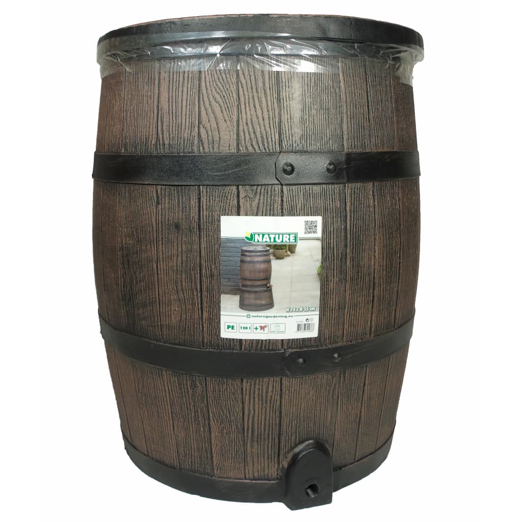 Nature Rain Barrel con legno da 120 L 50,5x66 cm marrone