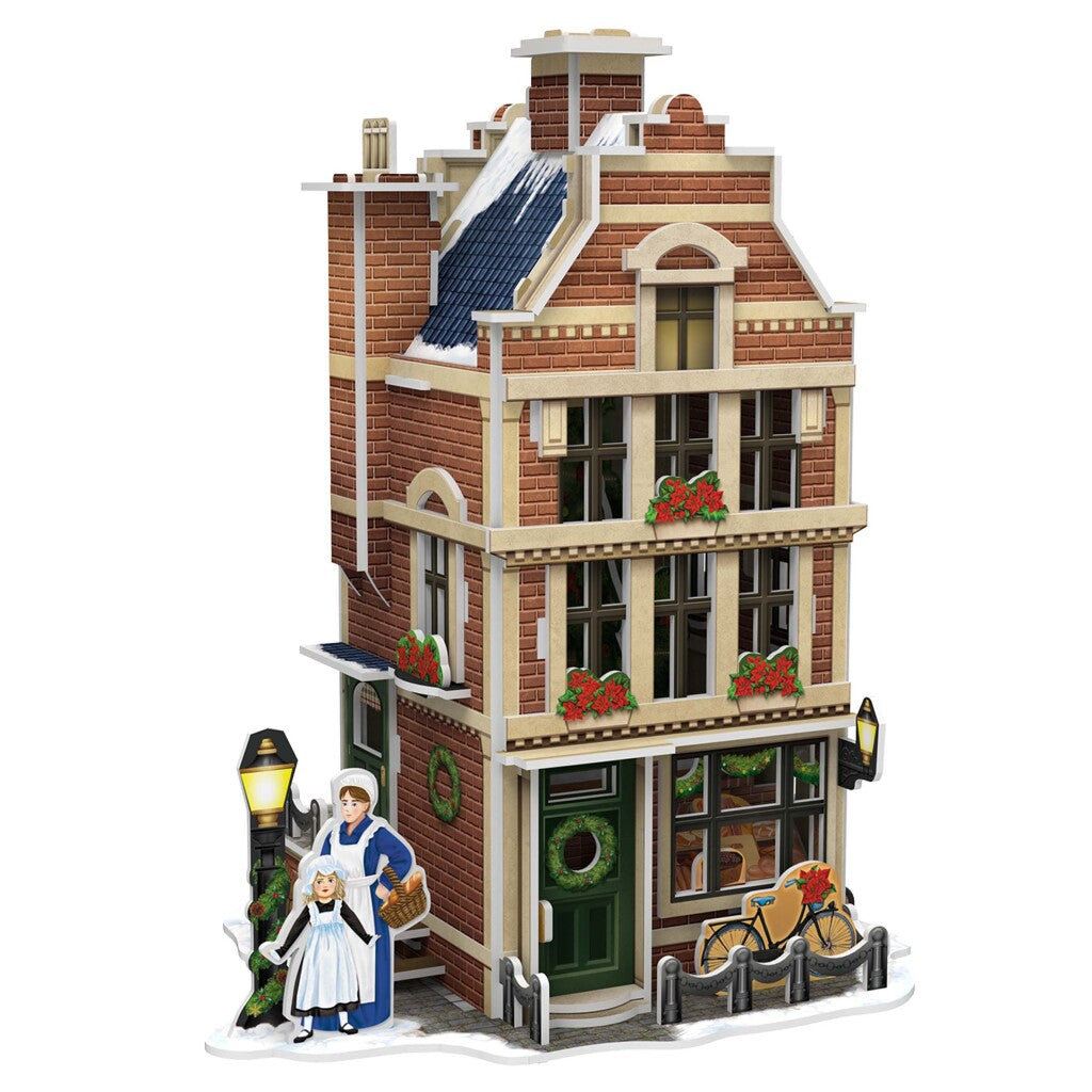 Kubikfun 3D -Puzzle Hollands Huisje Winter Bäckerei + Licht 65 Teile