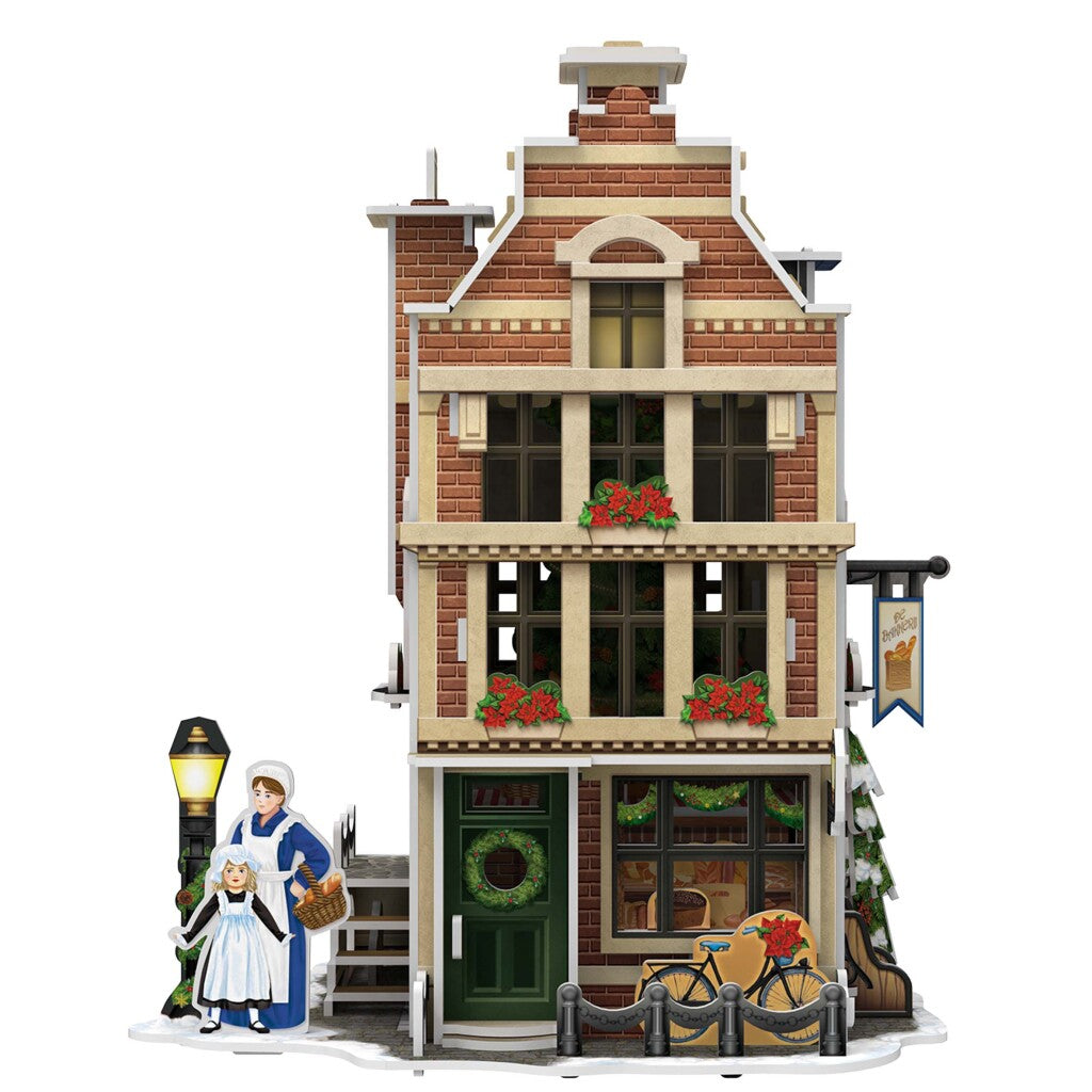 Kubikfun 3D -Puzzle Hollands Huisje Winter Bäckerei + Licht 65 Teile