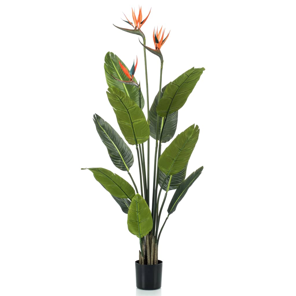 Planta de arte esmeralda esmeralda con maceta y flores Strelitzia 120 cm