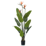 Planta de arte esmeralda esmeralda con maceta y flores Strelitzia 120 cm