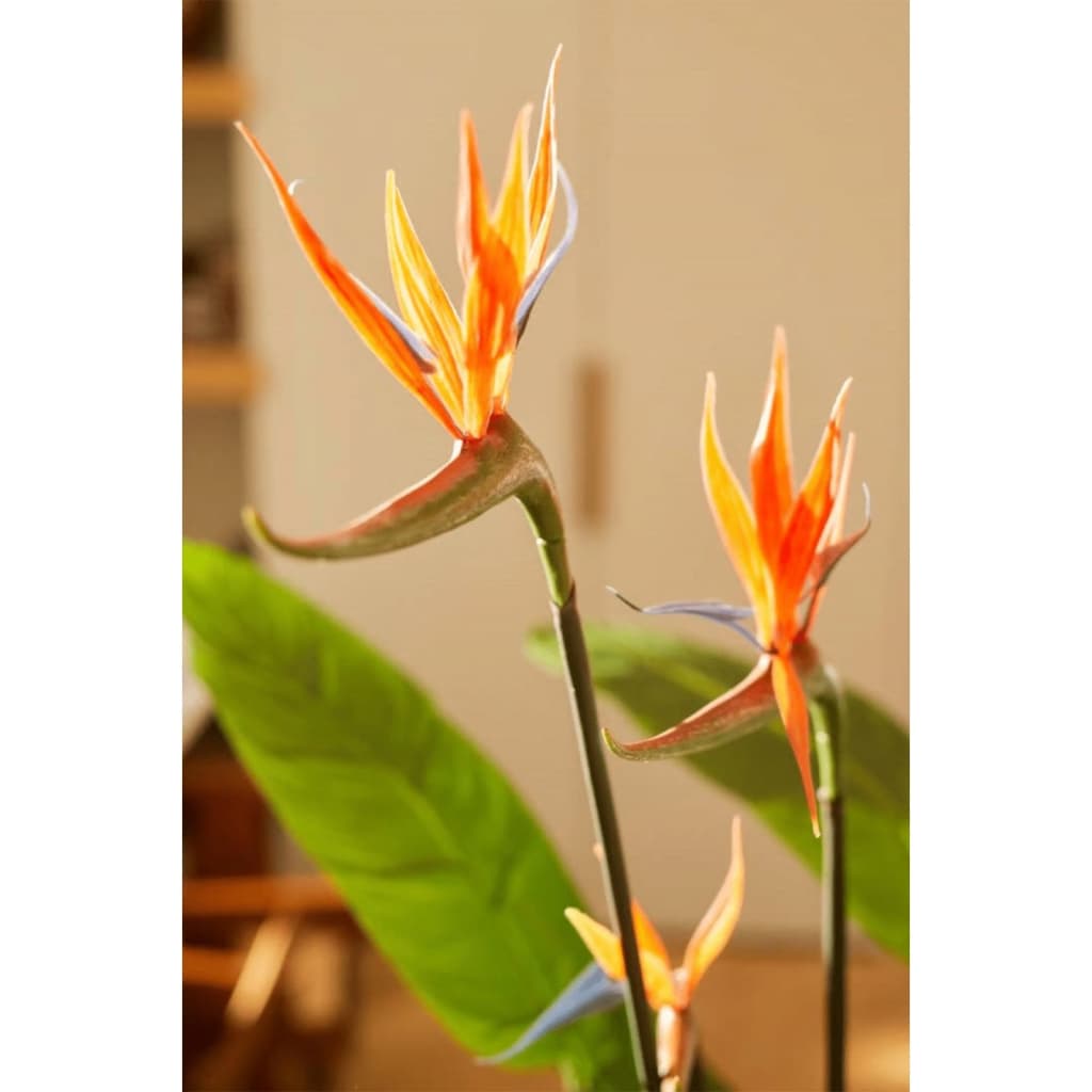 Planta de arte esmeralda esmeralda con maceta y flores Strelitzia 120 cm