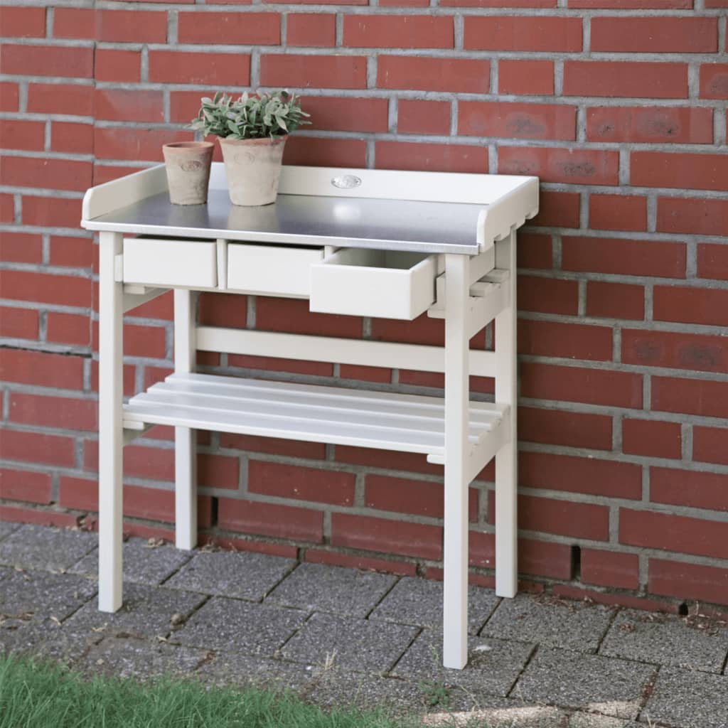 ESSCHERT Design ESSCHERT Design Garden Work Table s predali (bela) CF29W